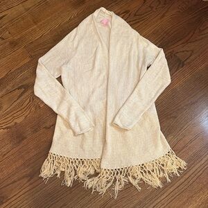 Lilly Pulitzer women’s cream and gold long cardigan